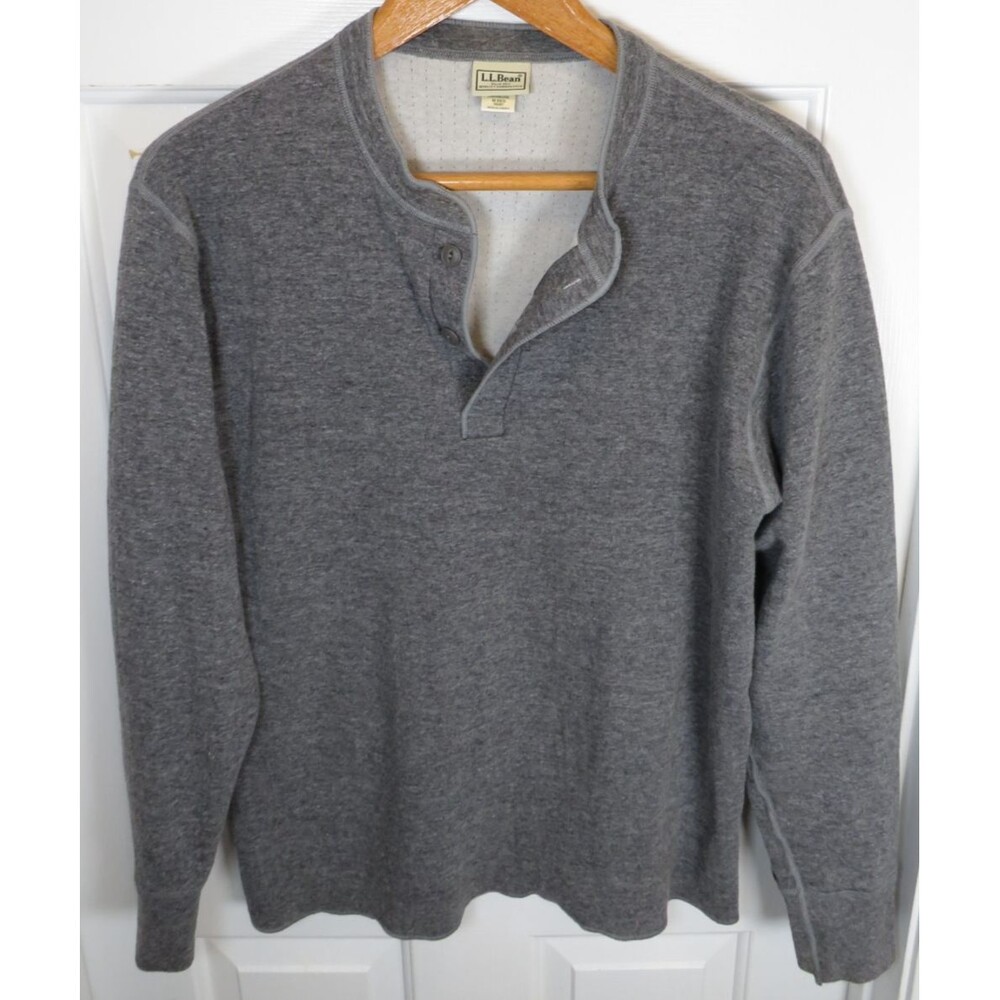 L.L. Bean Wool Blend Henley River Driver L/S Thermal Shirt Men's Medium Gray